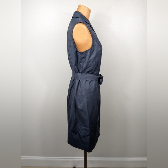 Doncaster Full Zip Collared Dress Belted Size Medium Business Casual Navy Blue - Picture 4 of 16